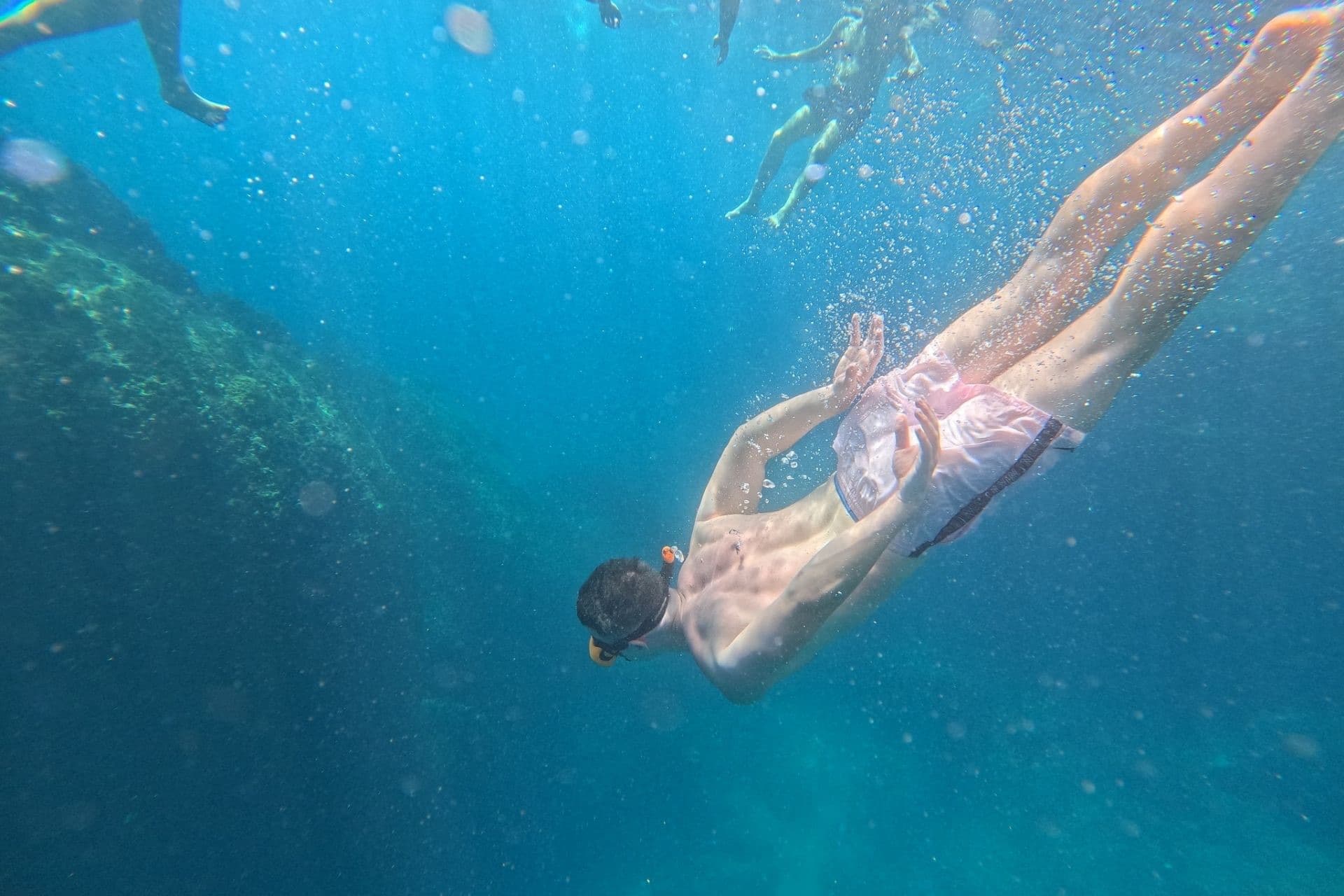 Free-diving the reef on a snorkel stop